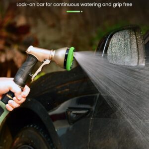 Gold Tone Metal Hose Nozzle with Adjustable Green Spray Head - Image 5