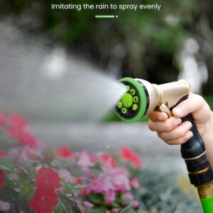 Gold Tone Metal Hose Nozzle with Adjustable Green Spray Head - Image 6