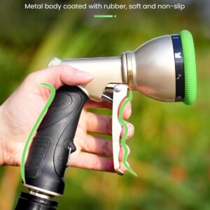 Gold Tone Metal Hose Nozzle with Adjustable Green Spray Head - Image 7
