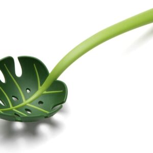 Green Monstera Leaf Shaped Slotted Ladle Kitchen Utensil