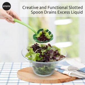 Green Monstera Leaf Shaped Slotted Ladle Kitchen Utensil - Image 4