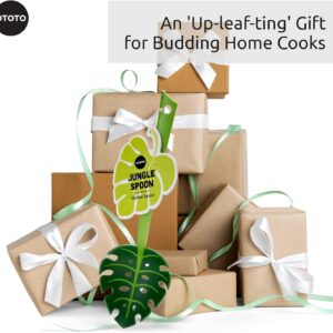 Green Monstera Leaf Shaped Slotted Ladle Kitchen Utensil - Image 6