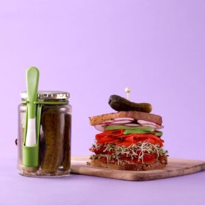 Green and White Jar-Clip Condiment Fork - Image 2