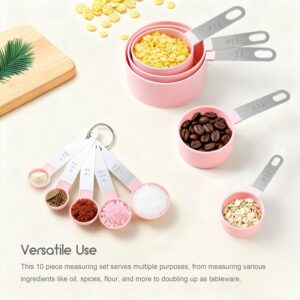 Pink Stackable Measuring Cups and Spoons Set with Stainless Steel Handles - Image 2