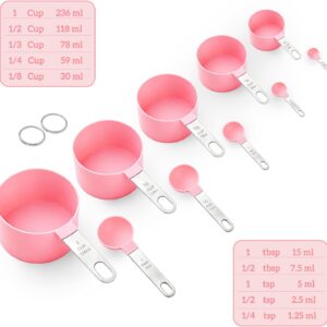 Pink Stackable Measuring Cups and Spoons Set with Stainless Steel Handles - Image 3