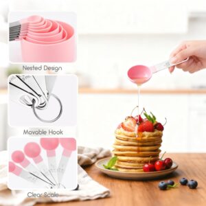 Pink Stackable Measuring Cups and Spoons Set with Stainless Steel Handles - Image 4