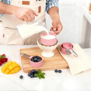 Pink Stackable Measuring Cups and Spoons Set with Stainless Steel Handles - Image 5