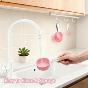 Pink Stackable Measuring Cups and Spoons Set with Stainless Steel Handles - Image 6