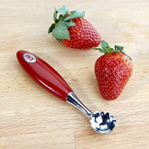 Red Handle Stainless Steel Strawberry Huller Tool - Image 2