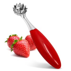 Red Handle Stainless Steel Strawberry Huller Tool