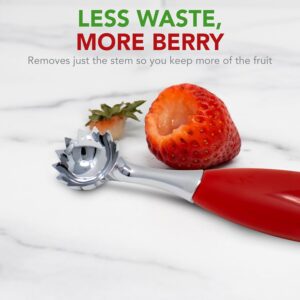 Red Handle Stainless Steel Strawberry Huller Tool - Image 6