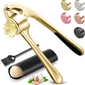 Silver Garlic Press Set with Peeler and Cleaning Brush - Image 11