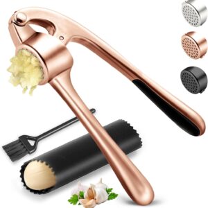Silver Garlic Press Set with Peeler and Cleaning Brush - Image 8