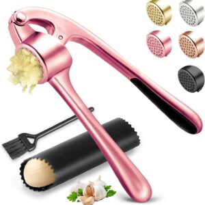 Silver Garlic Press Set with Peeler and Cleaning Brush - Image 9