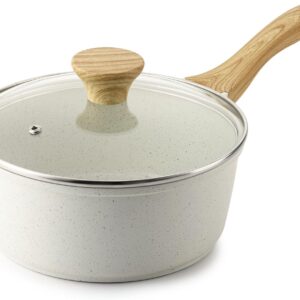 Speckled Nonstick Saucepan with Wood Grain Handle and Glass Lid - Image 12
