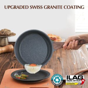 Speckled Nonstick Saucepan with Wood Grain Handle and Glass Lid - Image 5