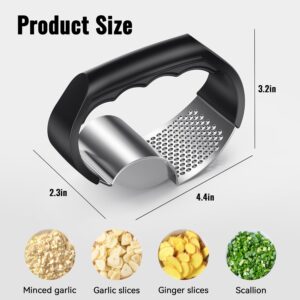Stainless Steel Garlic Rocker Press With Black Handle - Image 2