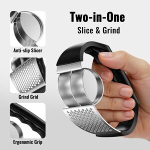 Stainless Steel Garlic Rocker Press With Black Handle - Image 3