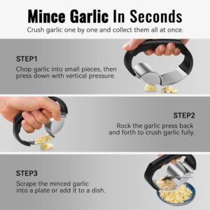 Stainless Steel Garlic Rocker Press With Black Handle - Image 5