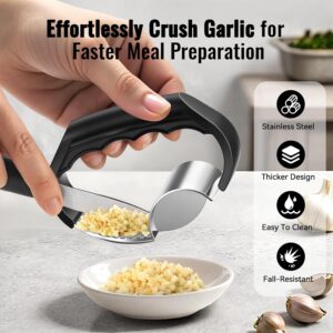 Stainless Steel Garlic Rocker Press With Black Handle - Image 7