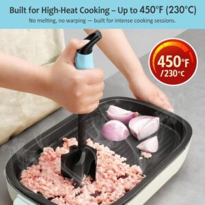 Teal Handle Black Head Meat Chopper and Masher Tool - Image 4