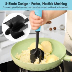 Teal Handle Black Head Meat Chopper and Masher Tool - Image 5