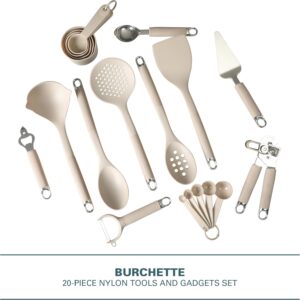 Twenty Piece Beige Nylon Cooking Utensil Set with Measuring Cups and Spoons - Image 3