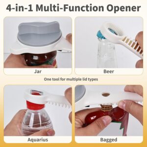 White Adjustable Jar Opener with Blue Silicone Grip Pad - Image 3