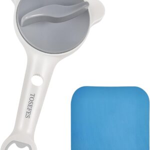 White Adjustable Jar Opener with Blue Silicone Grip Pad