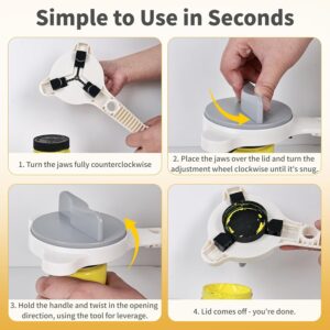 White Adjustable Jar Opener with Blue Silicone Grip Pad - Image 6