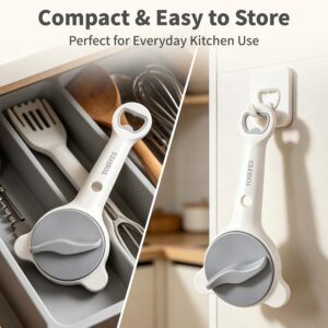 White Adjustable Jar Opener with Blue Silicone Grip Pad - Image 7
