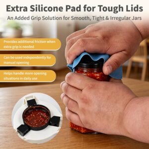 White Adjustable Jar Opener with Blue Silicone Grip Pad - Image 8