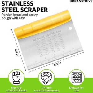 Yellow Handle Stainless Steel Bench Scraper with Measurement Equivalents - Image 2