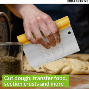 Yellow Handle Stainless Steel Bench Scraper with Measurement Equivalents - Image 3