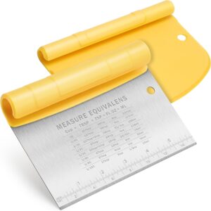 Yellow Handle Stainless Steel Bench Scraper with Measurement Equivalents
