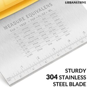 Yellow Handle Stainless Steel Bench Scraper with Measurement Equivalents - Image 5