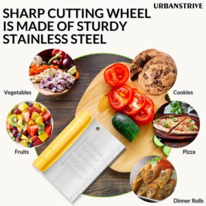 Yellow Handle Stainless Steel Bench Scraper with Measurement Equivalents - Image 6